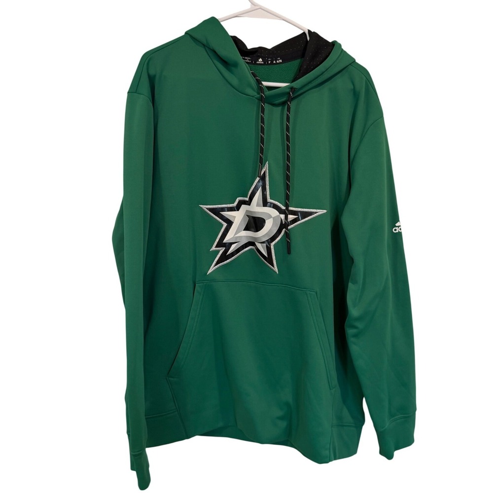 Adidas NHL Dallas Stars Hoodie Mens XL Green Pullover Performance Sweatshirt